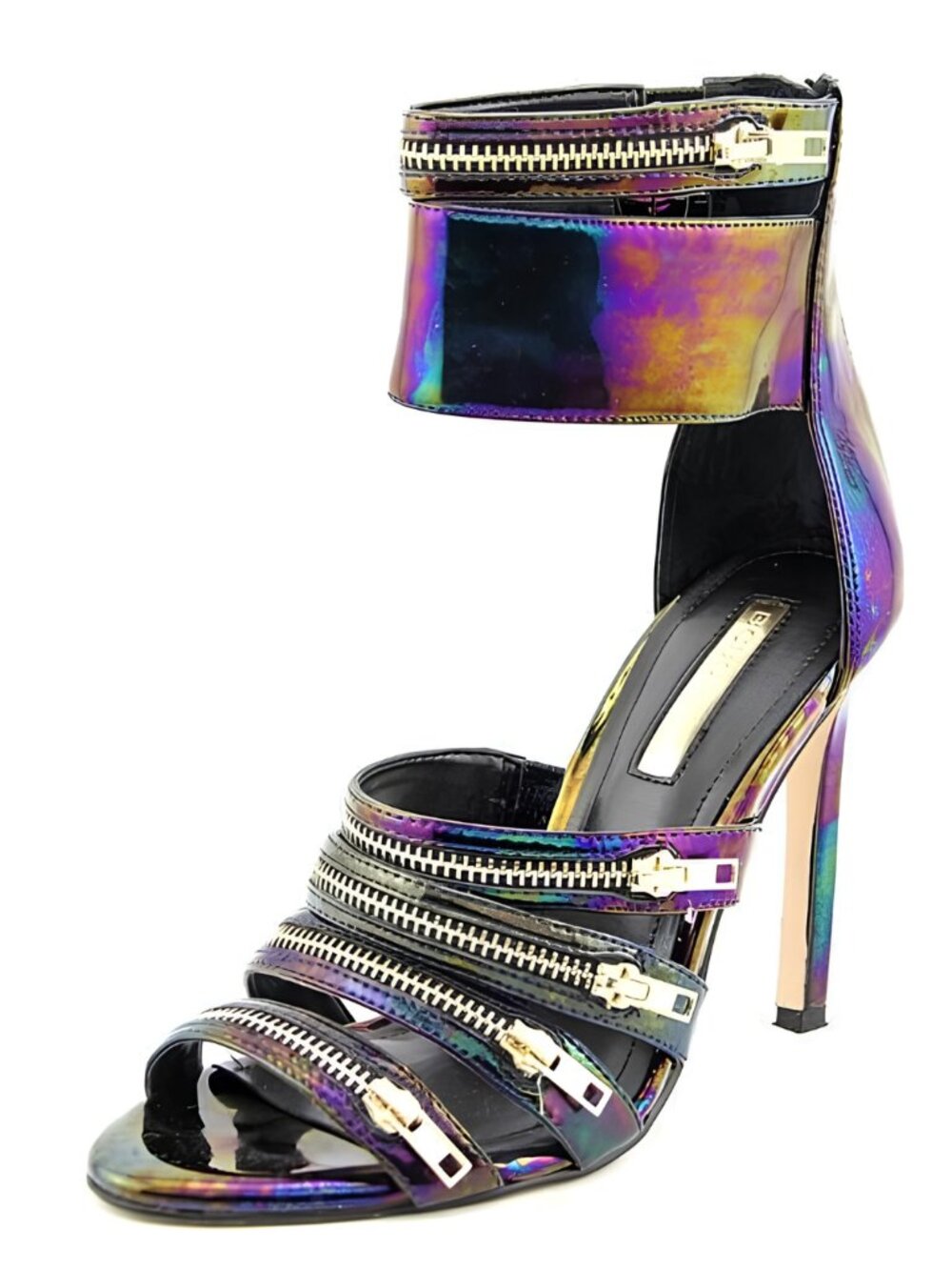 NEW IN BOX BCBGeneration Hologram Black Casey Heels Sandals NEW 6.5